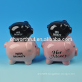 Creative double pigs shaped ceramic money boxes,ceramic money banks